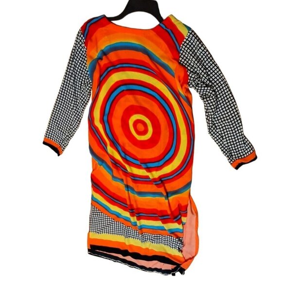 RAINBOW Saree Style Dress Ladies Small Silk Like Colorful Hippie Boho FREE love - Picture 4 of 4